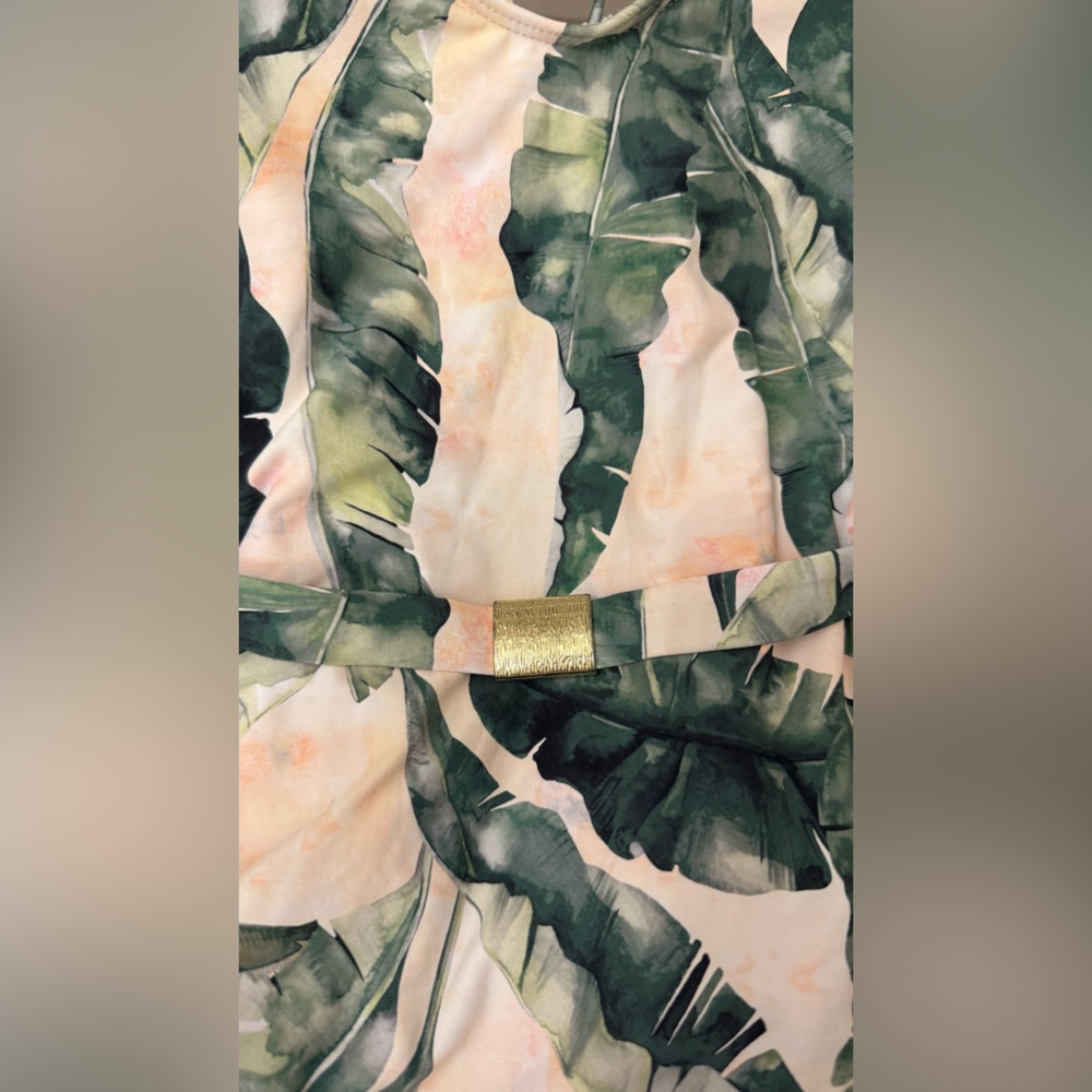 ANTONIO MELANI for Dillards Pink & Green Tropical One-Piece Swimsuit Tie-Back - Picture 2 of 9